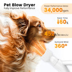Load image into Gallery viewer, AIRROBO Dog Blower Pet Hair Dryer with Adjustable Speed Temperature, Large Dog Hair Grooming Blower after Bath Swimming, Heating Blower with 4 Nozzles Black