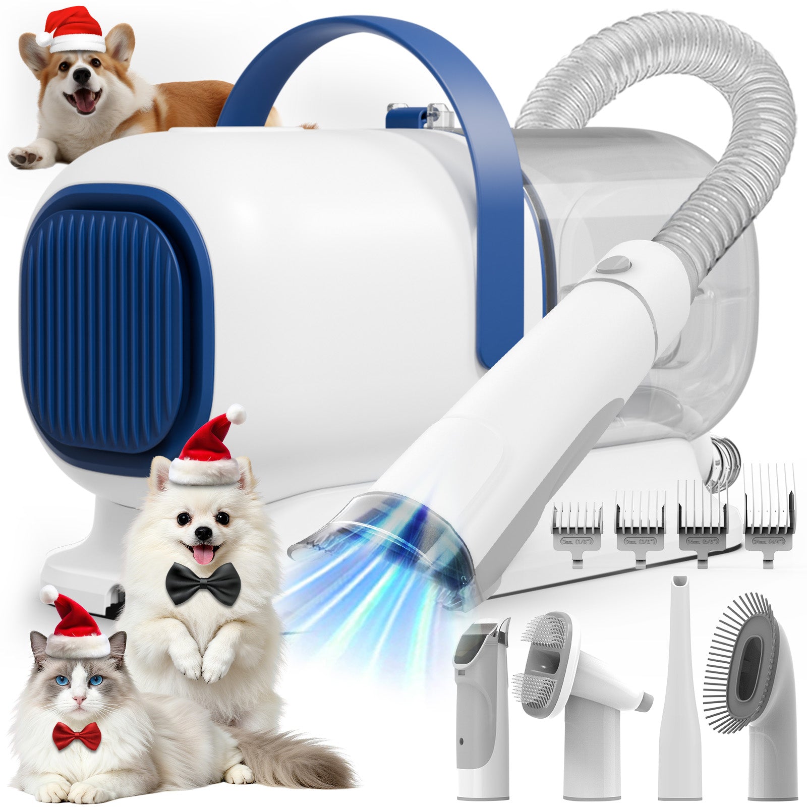 AIRROBO Dog Grooming Kit, 5 Grooming Tools, Pet Grooming Vacuum, Dog Clippers Kit GP04