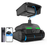 Load image into Gallery viewer, AIRROBO CP400 cordless robotic pool vacuum cleaner with floating dock, remote control, and smartphone app on white background
