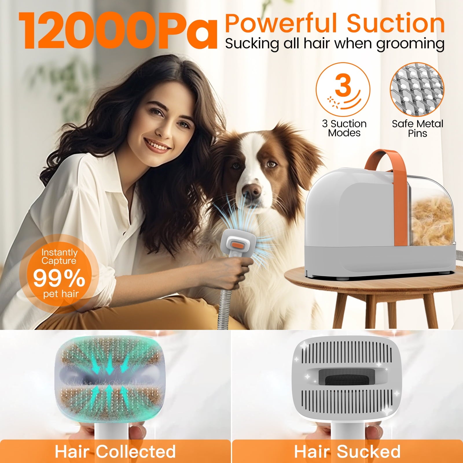 AIRROBO PG10 | 5 in 1 Portable Pet Grooming Kit with Vacuum | Pet Vacuum Groomer