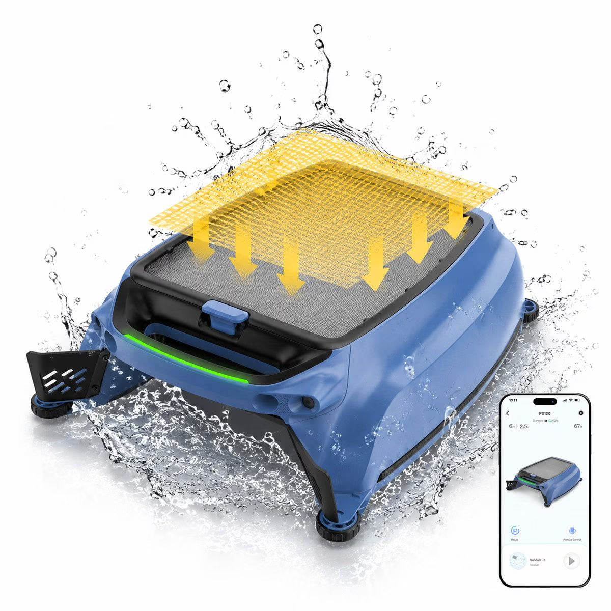 AIRROBO Solar Pool Skimmer SP200-A, Robotic Pool Surface Cleaner with 24 Hours Continuous Cleaning & App Control, Black