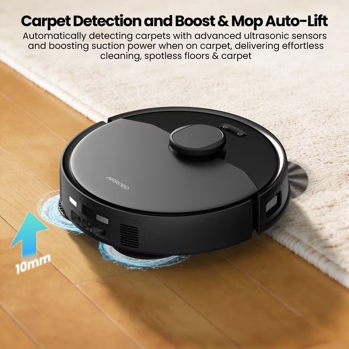 AIRROBO M2 Robot Vacuum and Mop Combo Auto Mop Cleaning and Drying, 15,000Pa Self-Refilling and Self-Emptying Base for 75 Days of Cleaning
