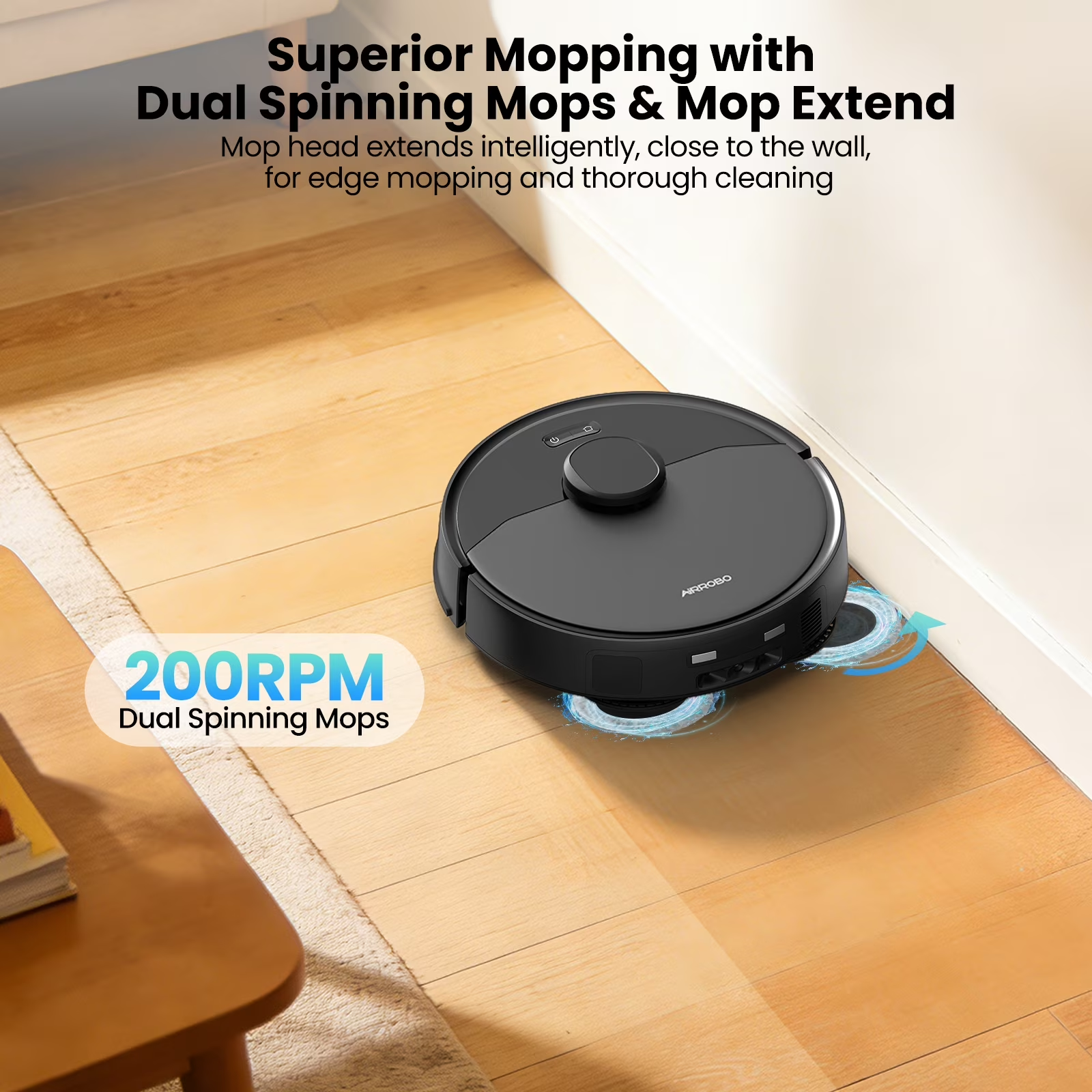 AIRROBO M2 Robot Vacuum and Mop Combo Auto Mop Cleaning and Drying, 15,000Pa Self-Refilling and Self-Emptying Base for 75 Days of Cleaning