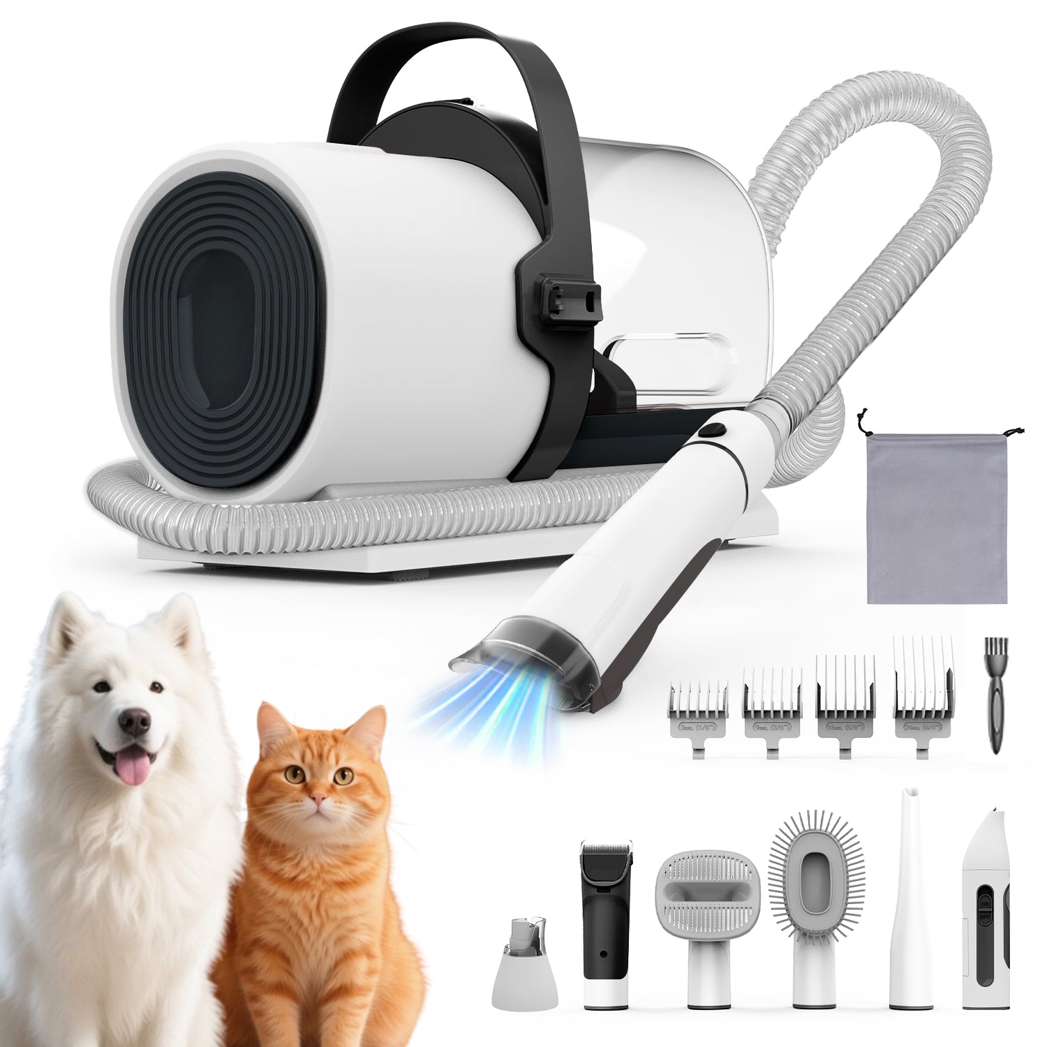 AIRROBO Dog Grooming Kit, 7 Grooming Tools, Pet Grooming Vacuum, Dog Clippers Kit, Low noise, PG80PLUS