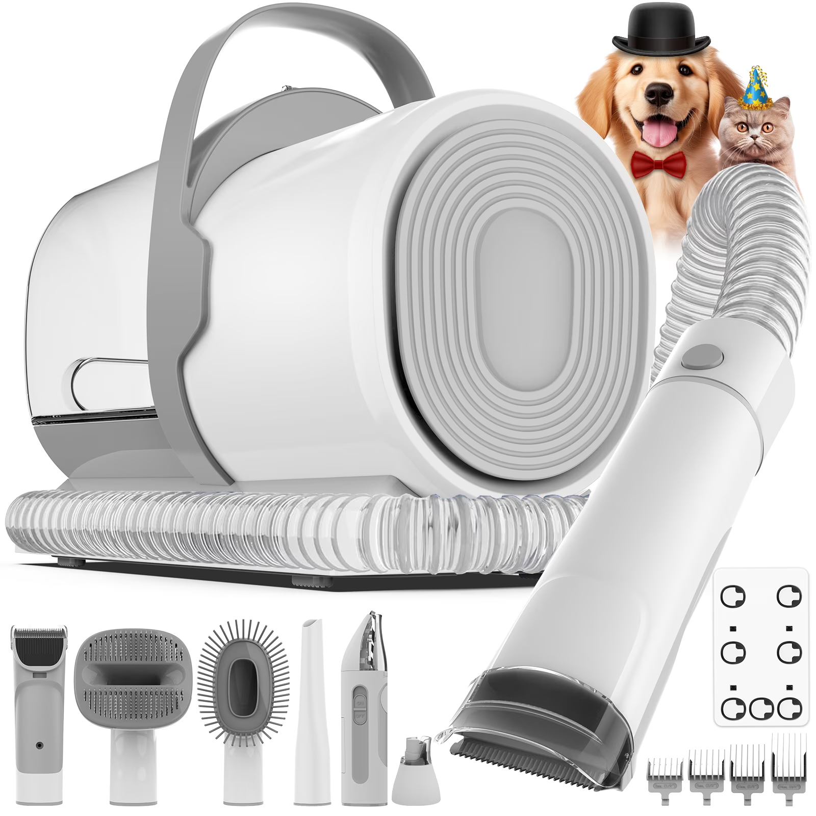AIRROBO Dog Grooming Kit, 7 Grooming Tools, Pet Grooming Vacuum, Dog Clippers Kit, Low noise, PG80PLUS