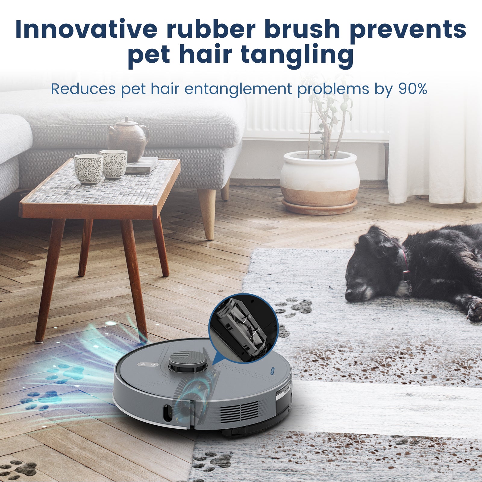 AIRROBO L50+ Robot Vacuum & Mops - Self Empty, Ultrasonic Carpet Detection, 75 Days Hands-Free, 240min Runtime, Smart App Control