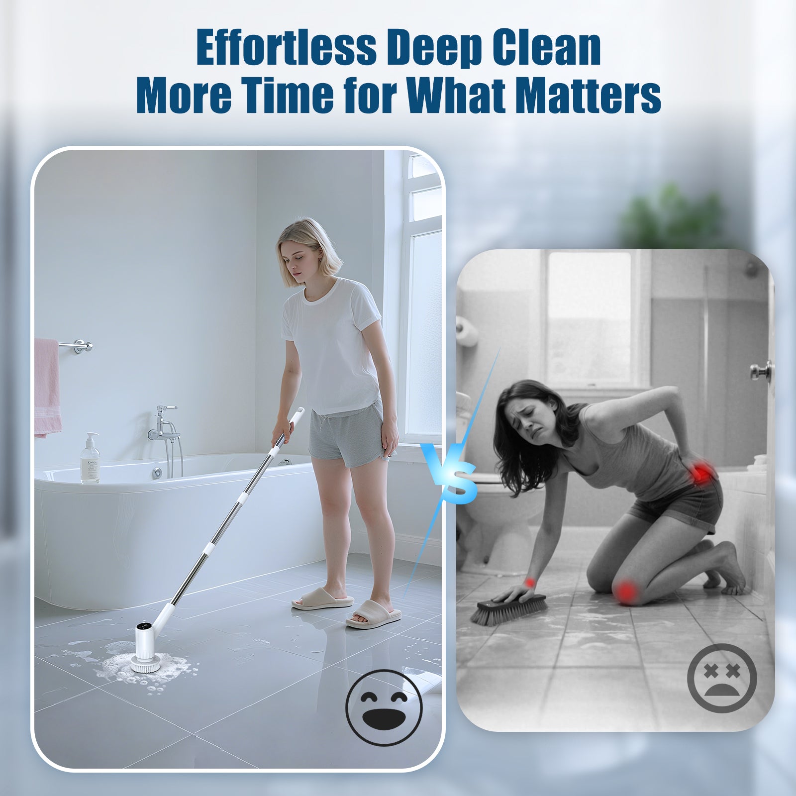Airrobo BC200 Electric Spin Scrubber - Cordless Cleaning Brush with Power Shower Scrubber & Extension Handle, 4 Heads Electronics Cleaning Brush