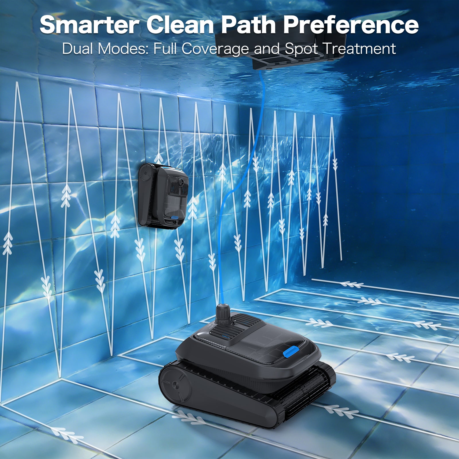 AIRROBO CP400 NaviClean navigation system with zigzag path planning for full coverage and spot treatment cleaning modes