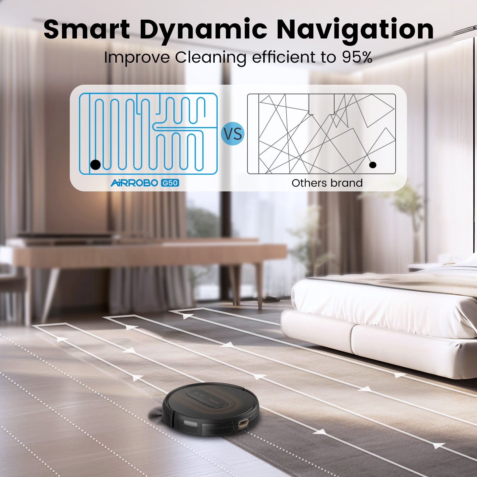AIRROBO G50 Robot Vacuum with Home Mapping,2800 Strong power,Wi-fi Connect