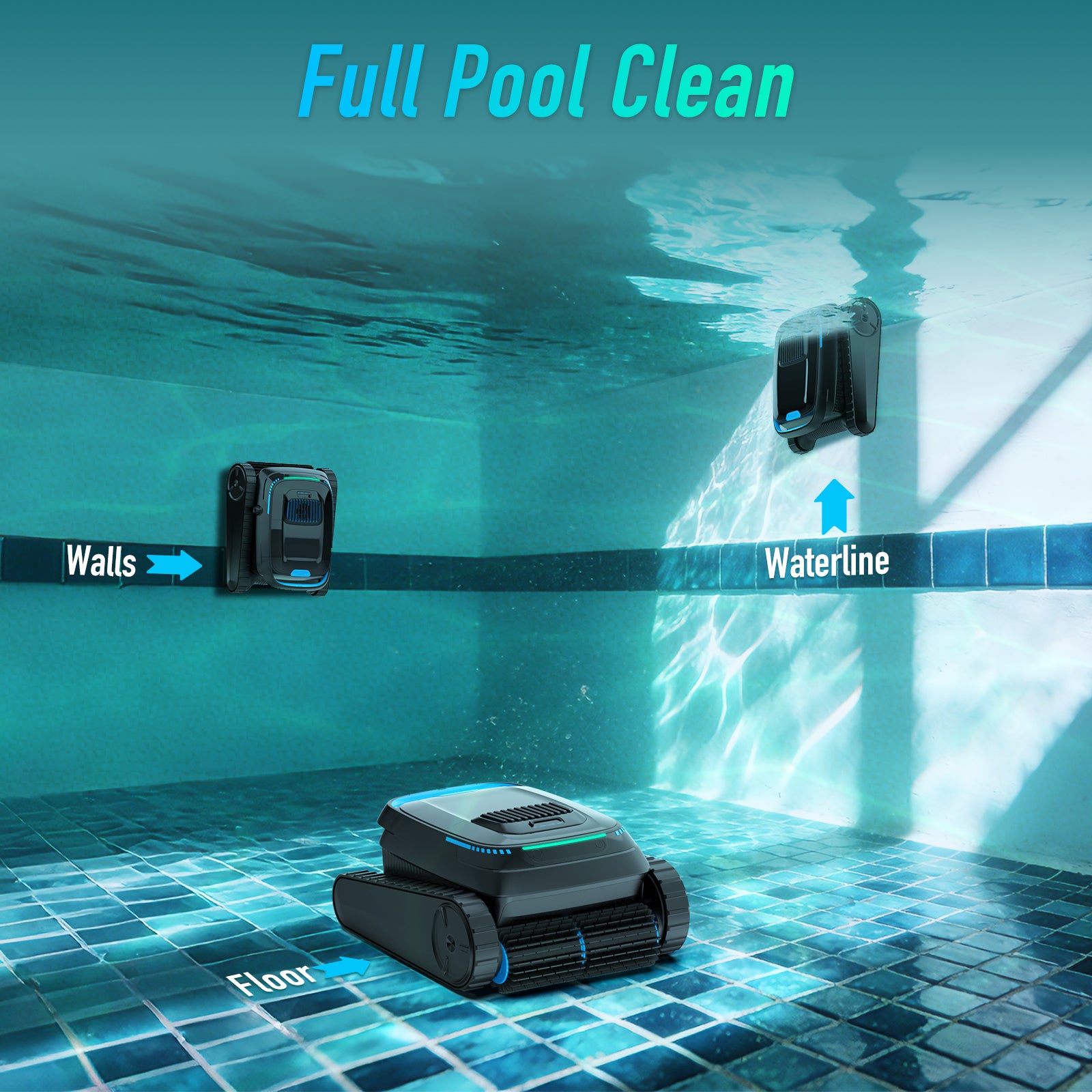 Airrobo PC10 Black Cordless Robotic Pool Vacuum Cleaner, Wall-Climbing Pool Robot Vacuum