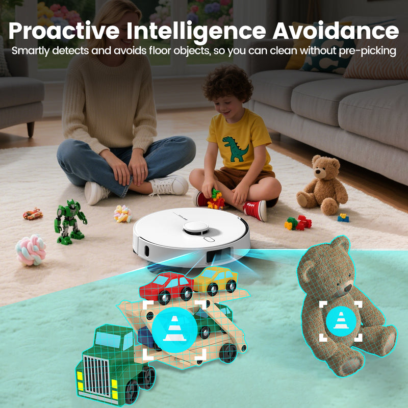 AIRROBO L60+ Self-Empty Robot Vacuum and Mop Cleaner with Ultrasonic Carpet Detection,12,000Pa Suction,Laser Obstacle Avoidance,300min Long Runtime
