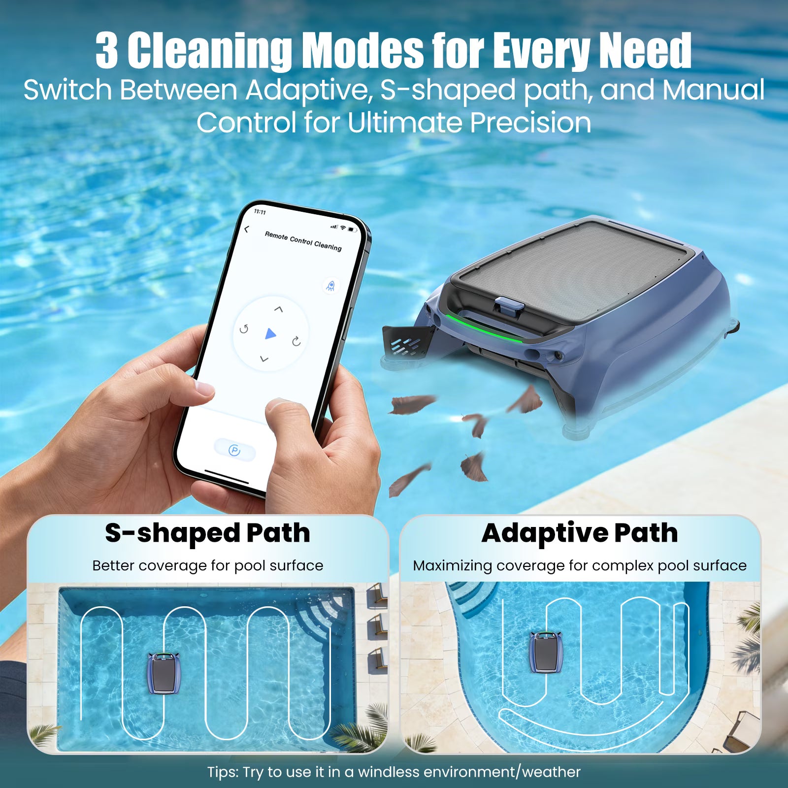 AIRROBO Solar Pool Skimmer SP200-A, Robotic Pool Surface Cleaner with 24 Hours Continuous Cleaning & App Control, Black