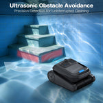 Load image into Gallery viewer, AIRROBO CP400 ultrasonic obstacle avoidance sensors detecting pool steps for uninterrupted autonomous cleaning
