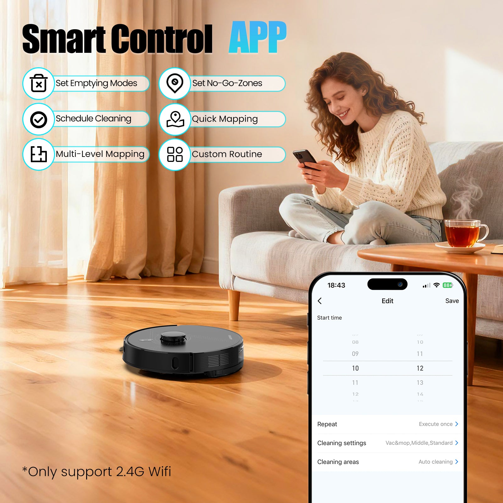 Airrobo Q20+ Robot Vacuum and Mop Self Emptying& Refilling,8000Pa Powerful Suction, Precision Navigation,Multi-Surface, Pet Friendly