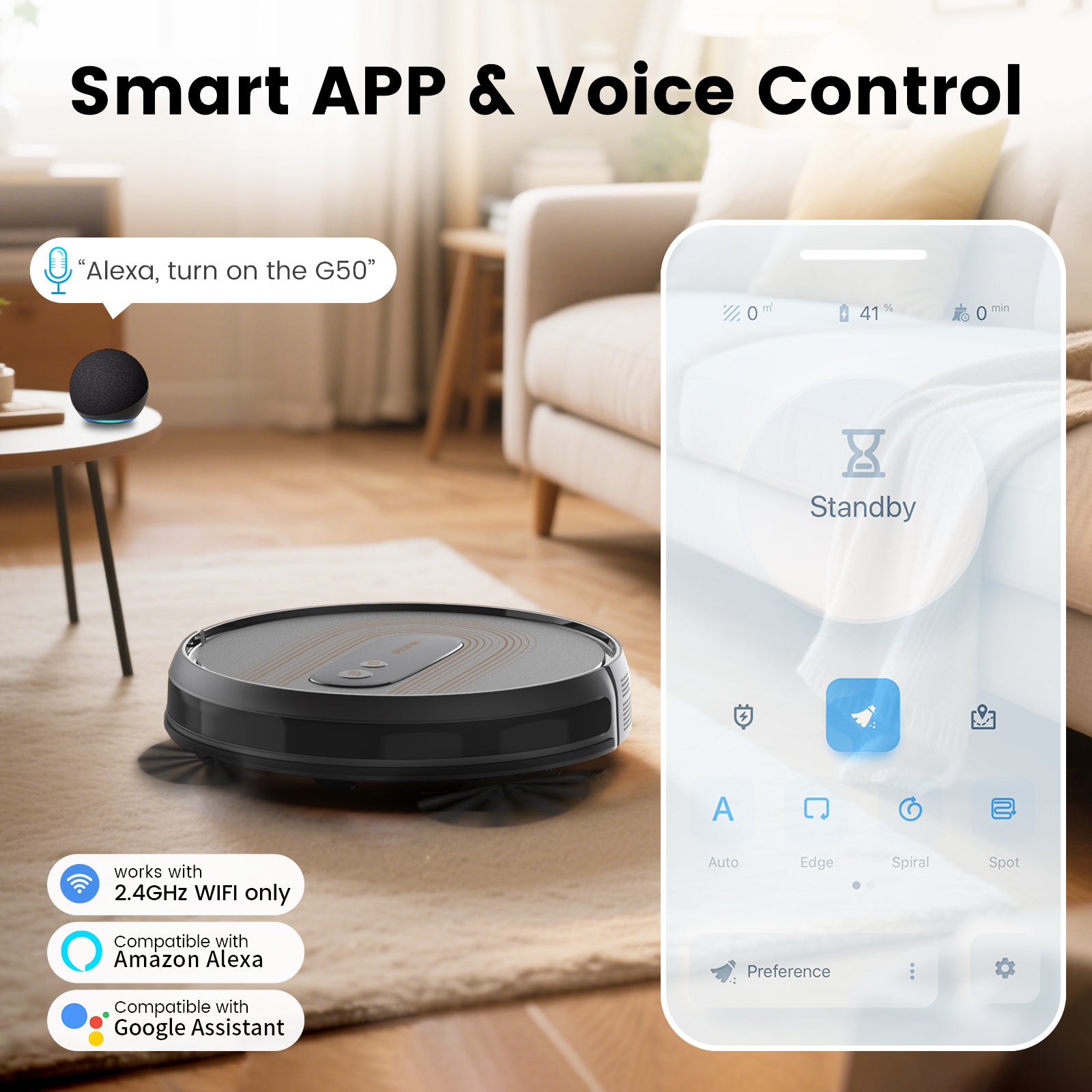 AIRROBO G50 Robot Vacuum with Home Mapping,2800 Strong power,Wi-fi Connect