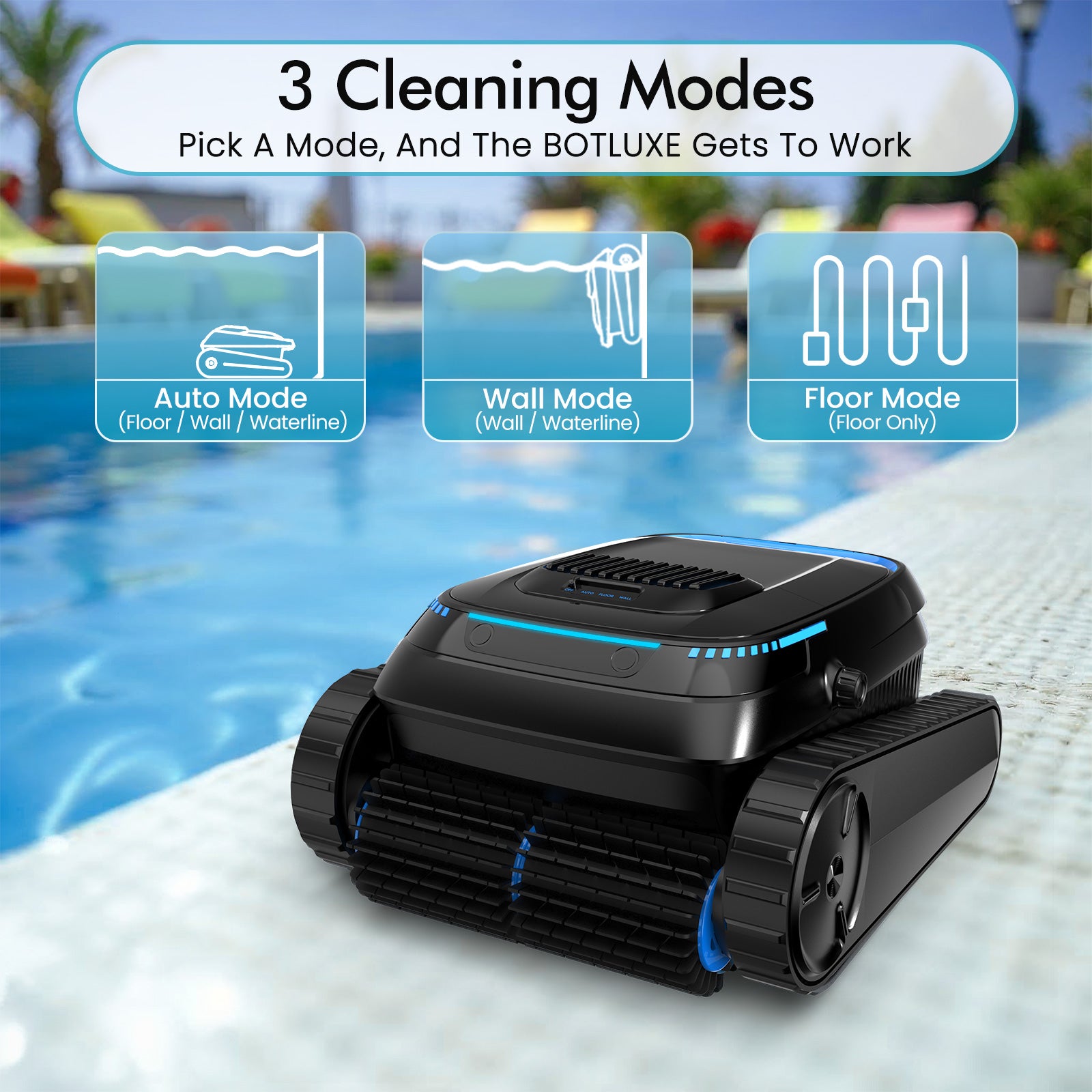 BOTLIFE PC10 Cordless Pool Robot Vacuum for Inground Pools, 5000 GPH Powerful Suction Robotic Pool Cleaner, Wall Climbing & Waterline Scrubbing, 120 Mins Runtime, Smart Navigation for Floor/Wall/Waterline